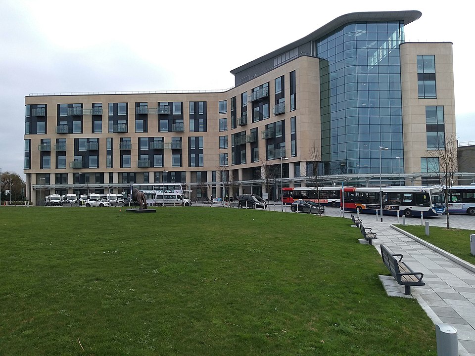 Southmead Hospital Bristol north end of Brunel building with David Baileys' Furniture