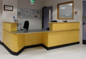 Bespoke reception desk at Great Western Hospital